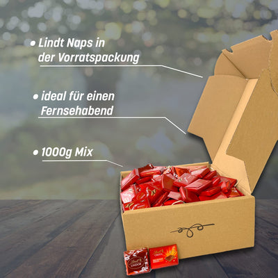 Genusslebenbox mit 1000g Lindt Lindor Naps und Lindt Cresta im Schokoladengenuss-Mix