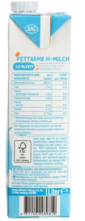 Gut & Günstig H-Milch 1,5% 12 x 1L - 12 x 1000 ml