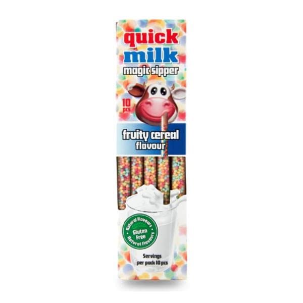 Genussleben Set mit 16 Packungen Quick Milk Trinkstrohhalmen á 5 Trinkhalme, Erdbeere, Schokolade, Vanille und Fruchtgeschmack
