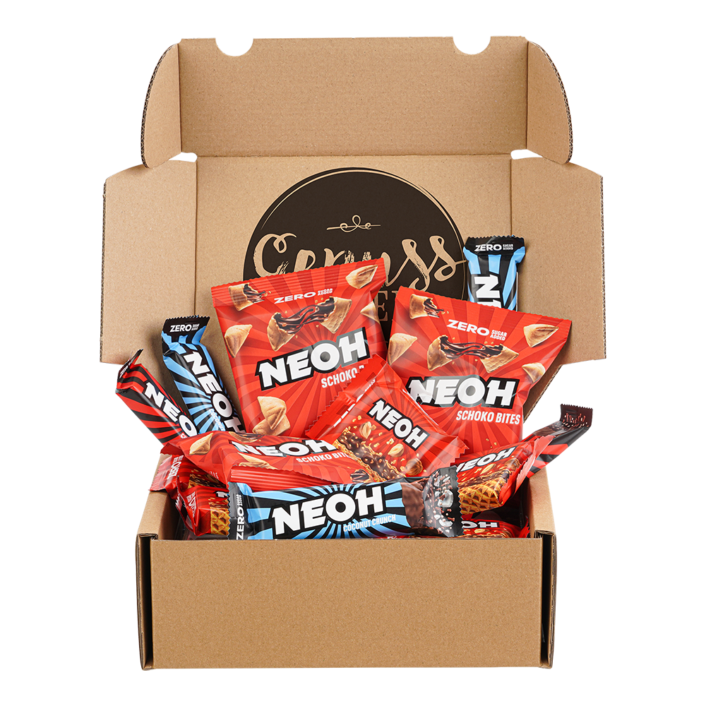 Genusslebenbox mit 400 g zuckerfreien Haselnuss-Schnitten, Schoko Bites und Crunch Riegel im Mix von Neoh™