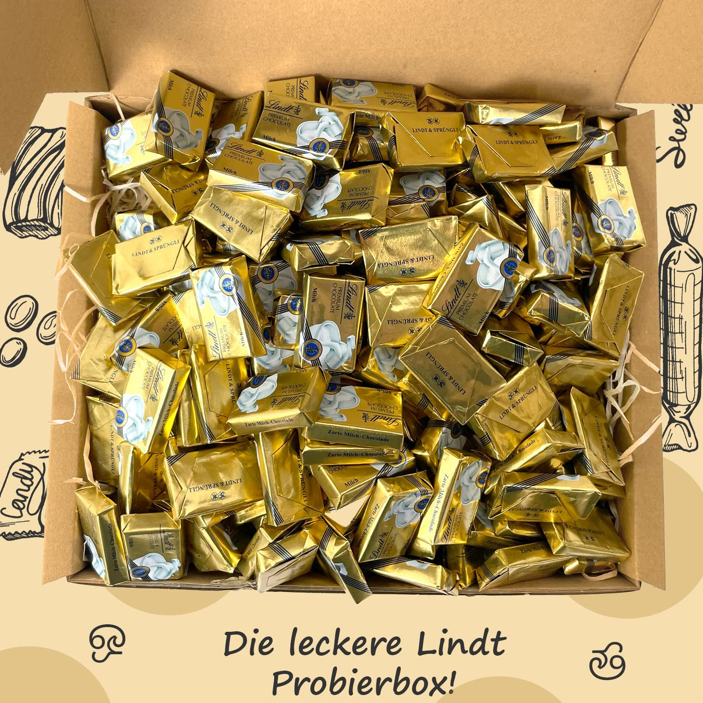 Genussleben Box mit 1000g Lindt Schokolade goldene Naps