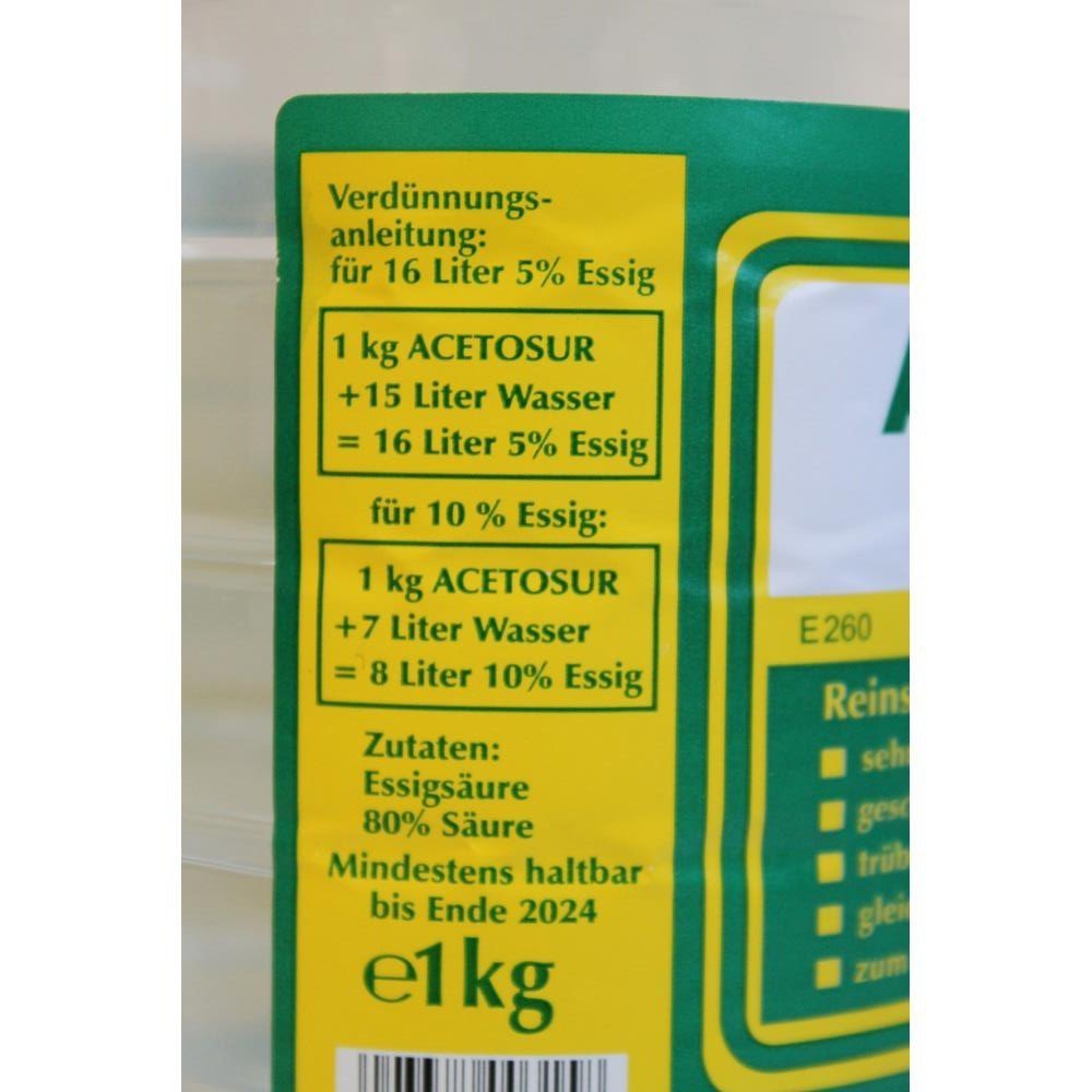 1 Liter Essig-Essenz 80%, Acetosur Essig-Säure 80%, hell - Genussleben