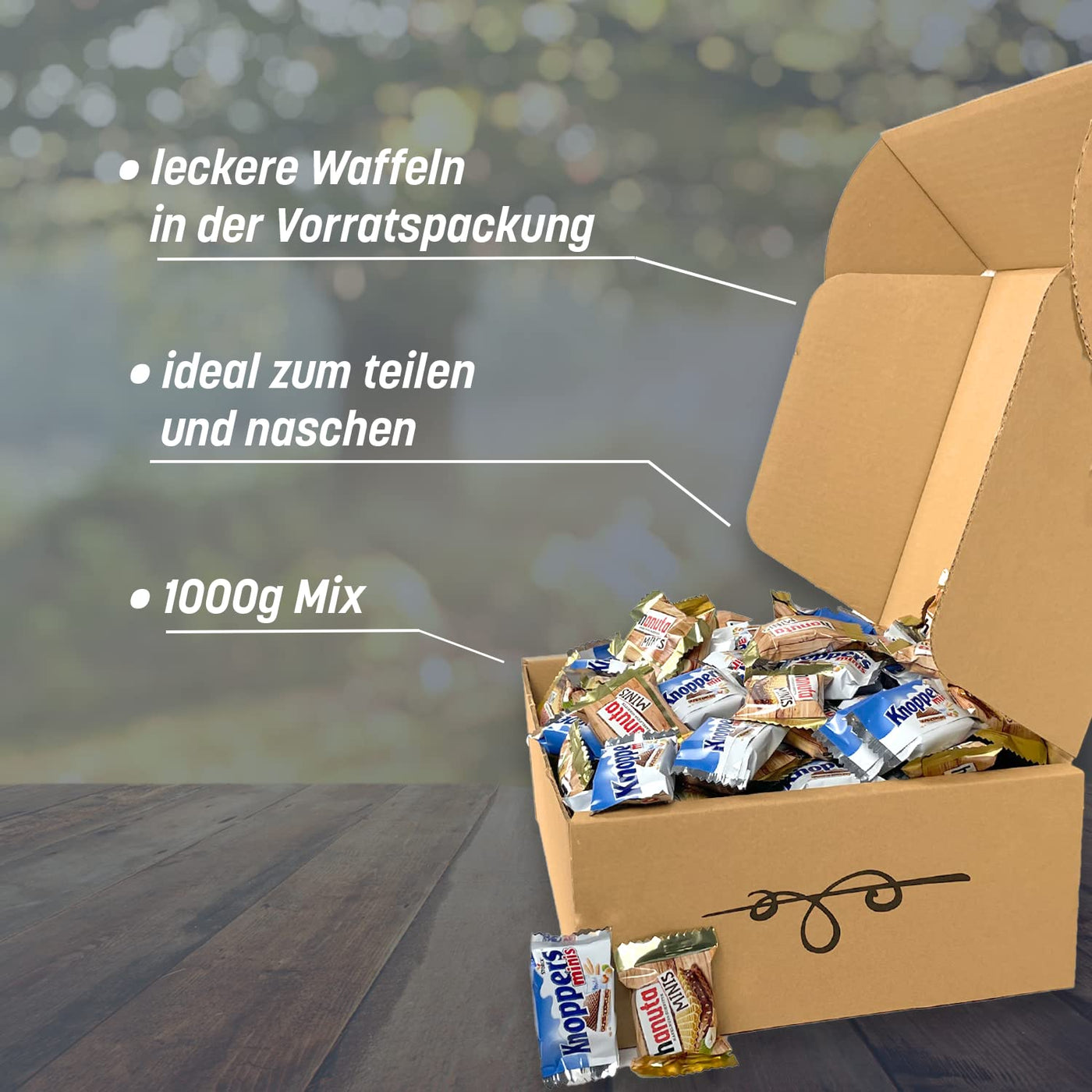 Genussleben Box mit 1000g hanuta Minis und Knoppers Mini's - Genussleben