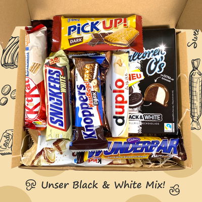 Genussleben Black & White Box 500g zufälliger Schokoladen-Mix