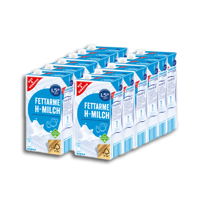 Gut & Günstig H-Milch 1,5% 12 x 1L - 12 x 1000 ml - Genussleben