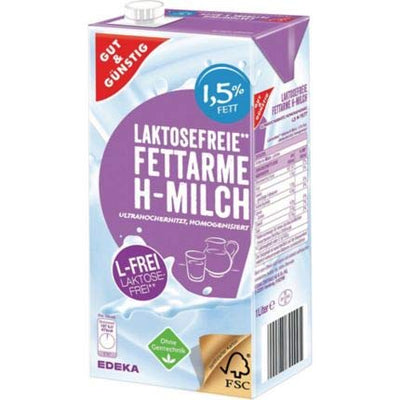 Gut und Günstig Fettarme H-Milch Laktosefrei 1,5% 12x1 Liter und Genussleben Jelly Beans GRATIS - Genussleben