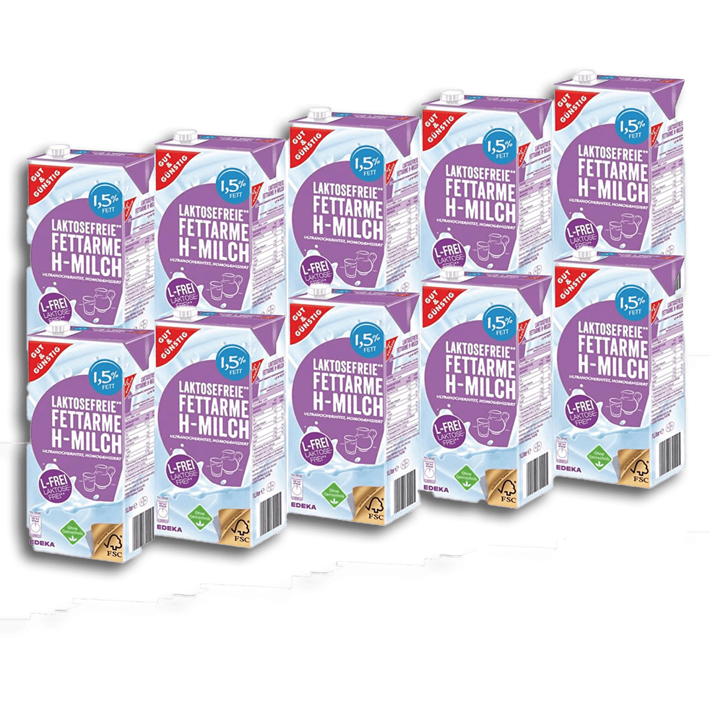 Gut und Günstig Fettarme H-Milch Laktosefrei 1,5% 12x1 Liter und Genussleben Jelly Beans GRATIS - Genussleben