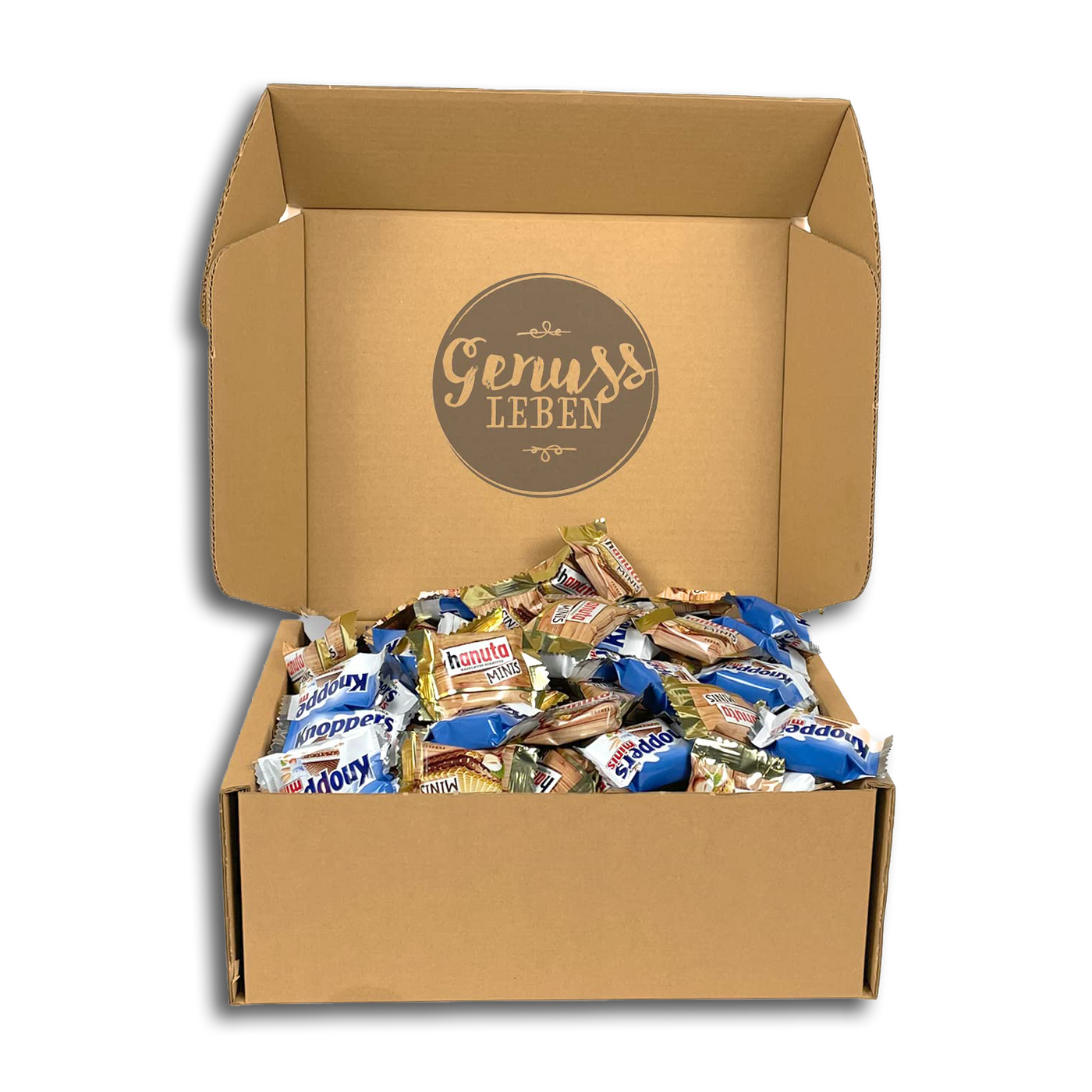 Genussleben Box mit 1000g hanuta Minis und Knoppers Mini's
