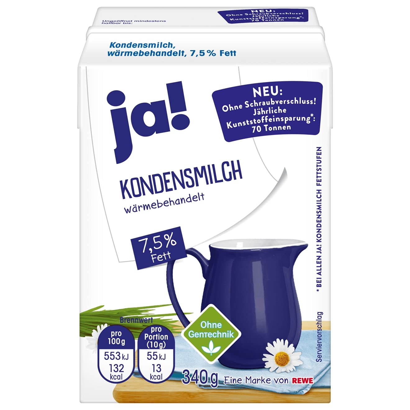 JA! KONDENSMILCH 7,5% 340G 20er Pack (mit gratis Jelly Beans) - Genussleben