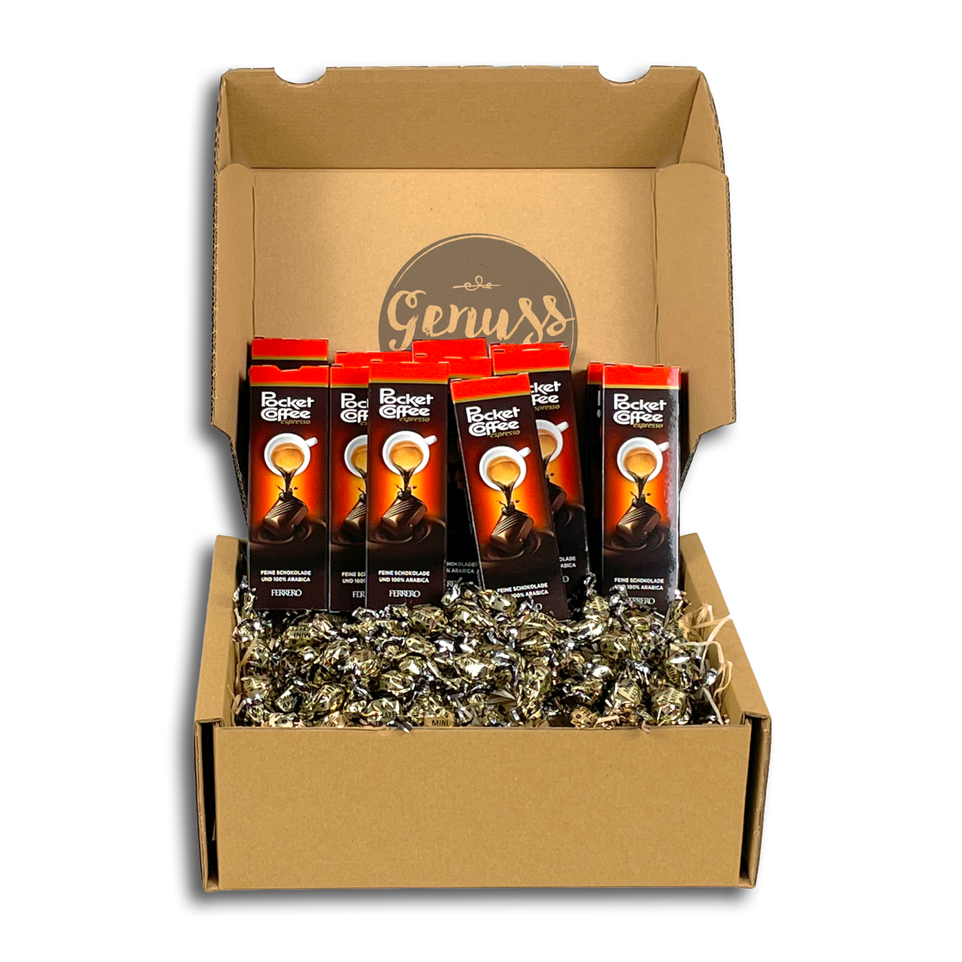 Genussleben Box mit 45x Ferrero Pocket & 300g Kaffeebonbons